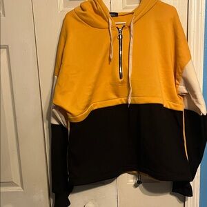 Yellow and Black Colorblock Hoodie